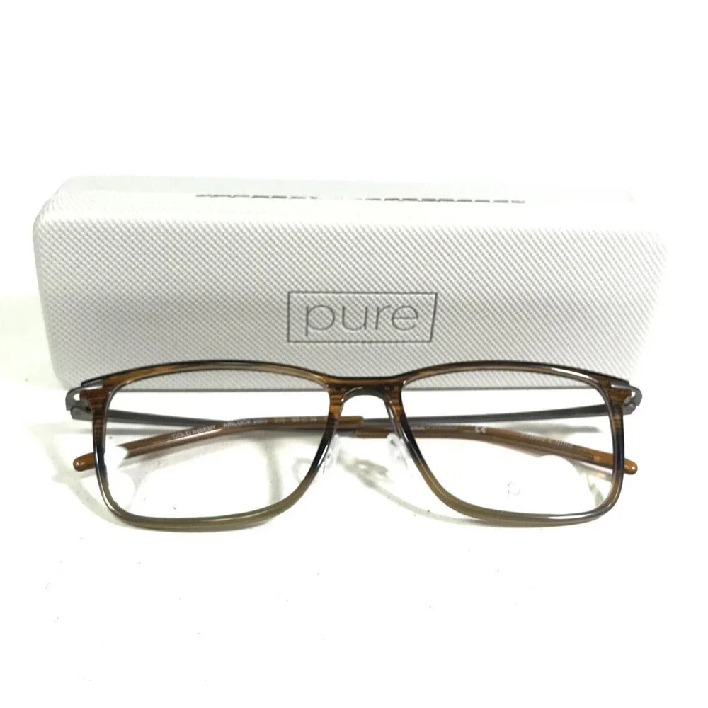 Marchon Airlock AURA 2003 216 Eyeglasses Frames Brown Striped Gray 55-16-145
